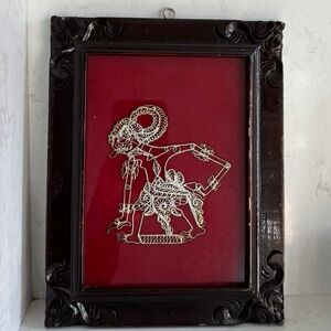VTG  Indonesian handmade Wayang shadow puppet silver wire Filigree Wall Decor